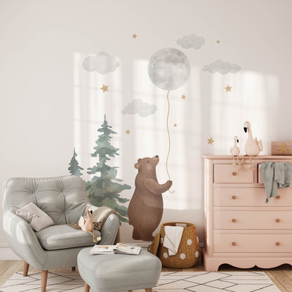 Bear & Moon Nursery Wall Decals