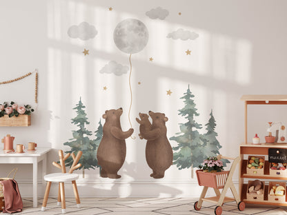 Bear & Moon Nursery Wall Decals