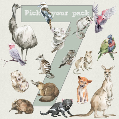 Australian Animals Wall Stickers - Pick Your Own 7 Animals!