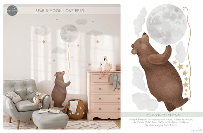 Bear & Moon Nursery Wall Decals