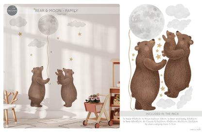 Bear & Moon Nursery Wall Decals