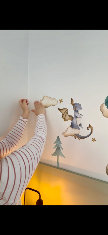 Baby Dragon Wall Decals - Green or Pink