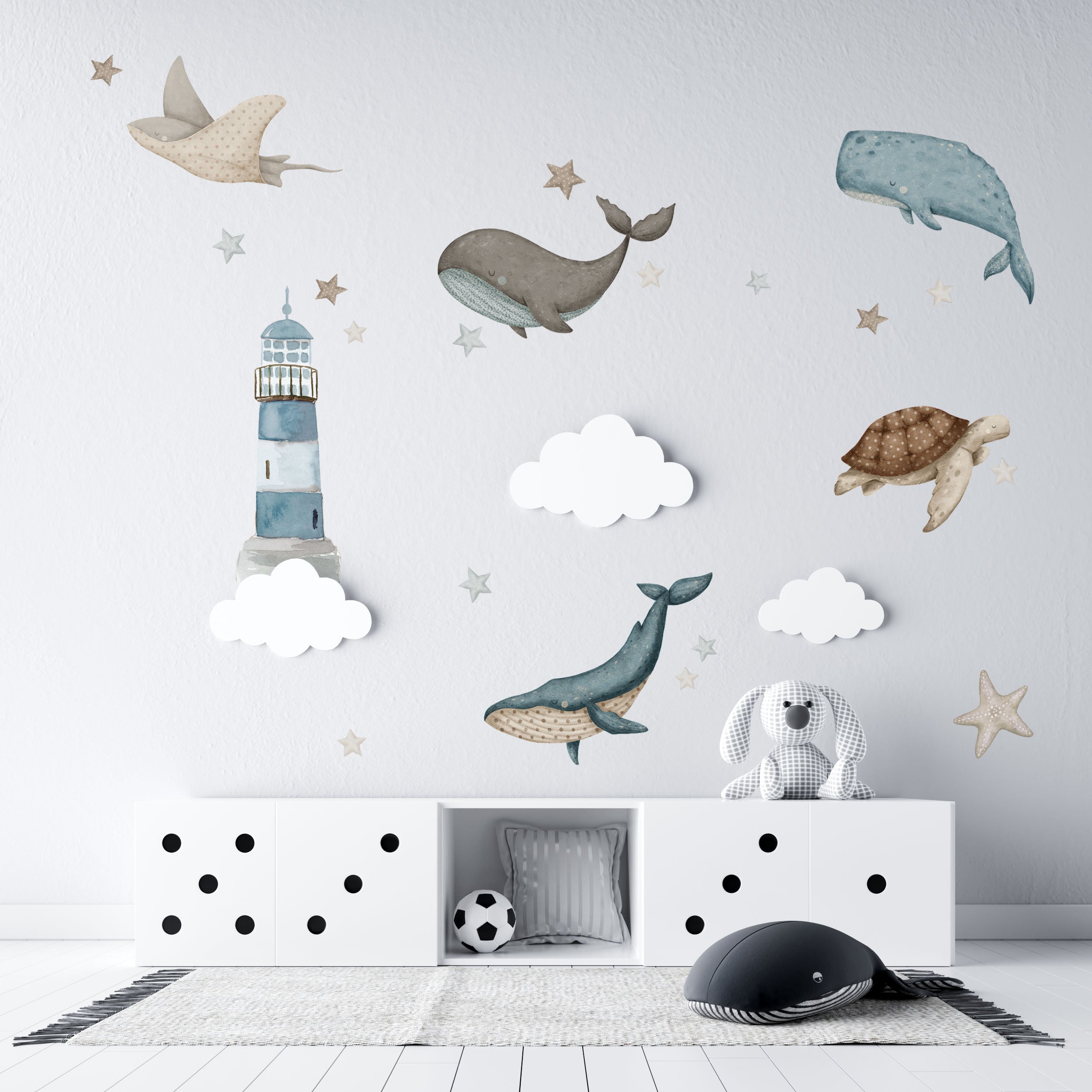 Ocean Themed Wall Decals (Whales) - Fable and Fawn – Fable and Fawn