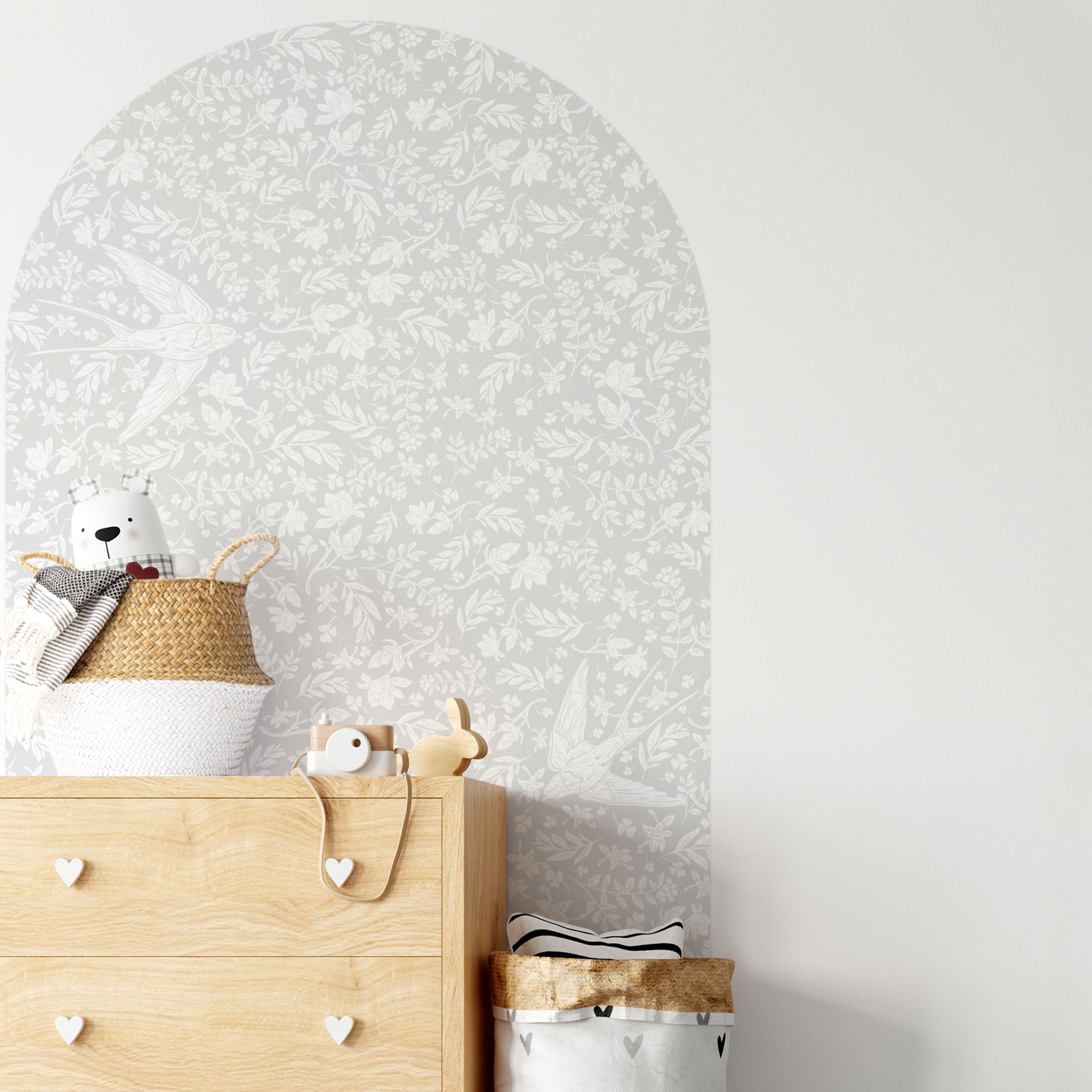 Arch Wall Decal - Little Birdie (Soft Grey) – Fable and Fawn