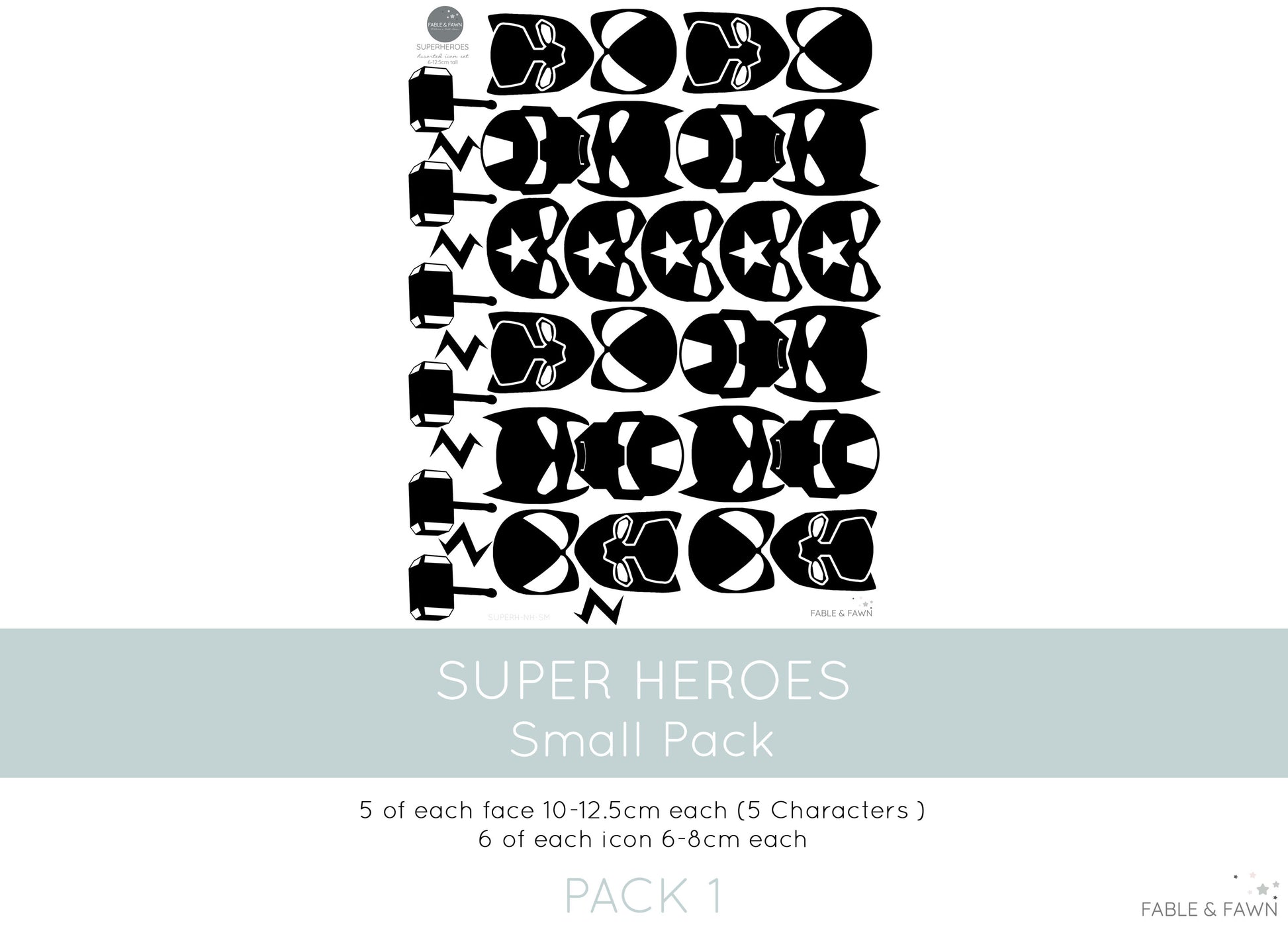 Superhero Wall Decals - 1 or 2 Colour Option - Wall Decals - Fable and Fawn 